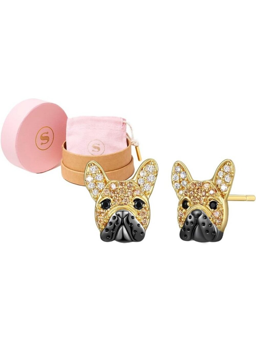 Cubic Zirconia Dog Breed Puppy Charm Stud Earrings for Pet Lovers, Women’s
